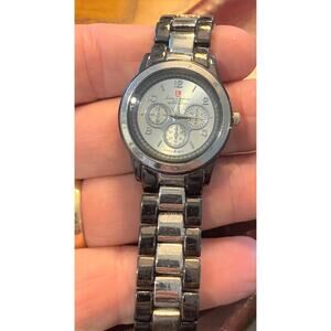 Women's 30mm Luis Cardini Watch, Gun Metal and Silver Tones